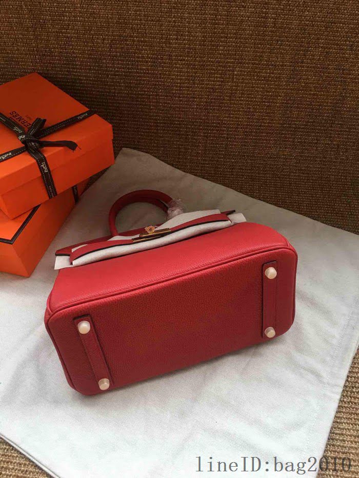 愛馬仕HERMES Birkin 鉑金包 大紅色 進口小牛皮 金銀扣 皮質細膩柔軟 時尚女手提包  tdher1139